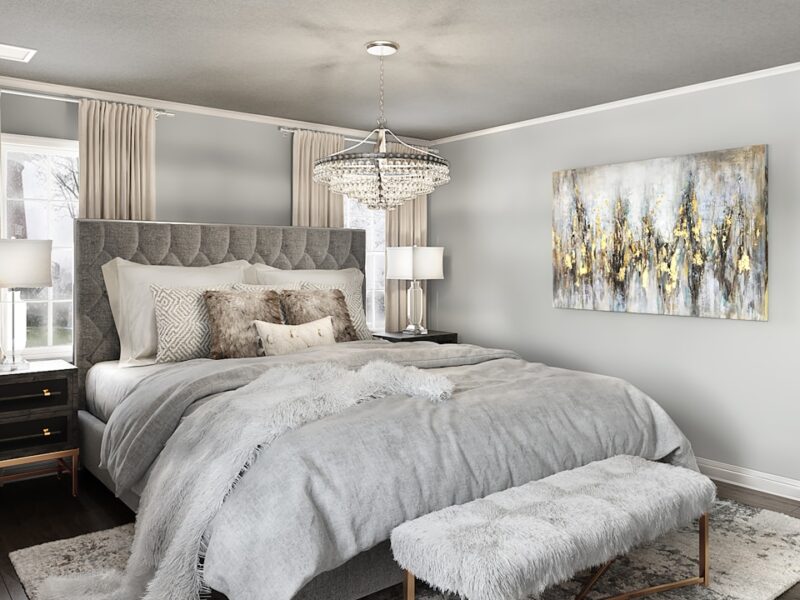 white and blue floral bed linen